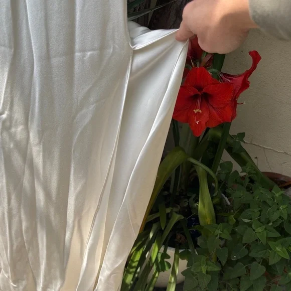 DANNIJO Ivory Satin Slip Dress - Spaghetti Strap Maxi - Picture 4 of 16